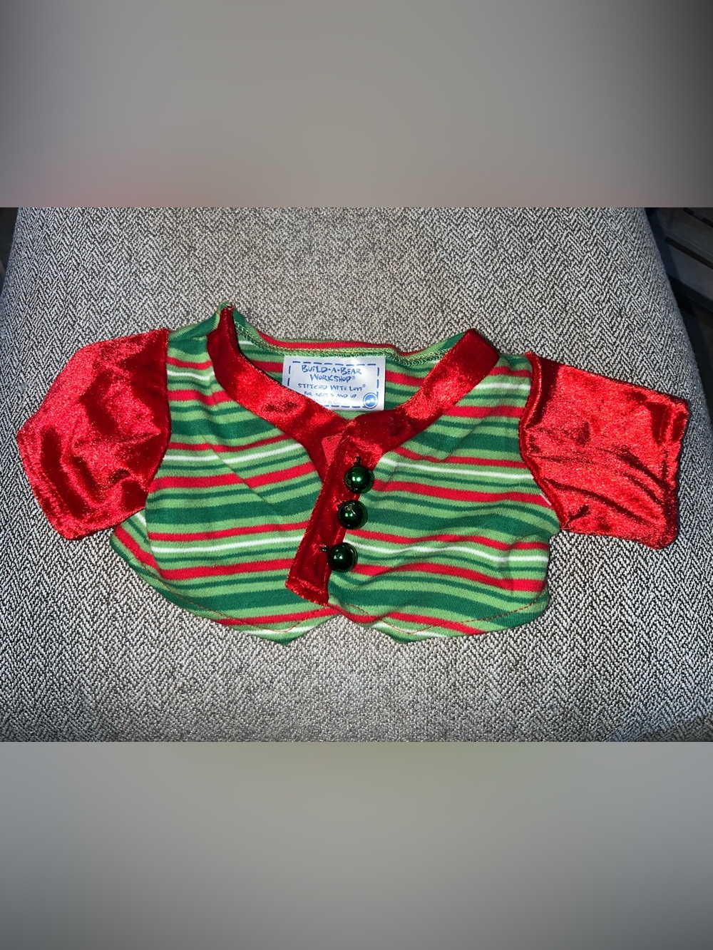 Vintage Build A Bear Christmas Striped Elf Shirt BABW Costume Elf Top RARE HTF